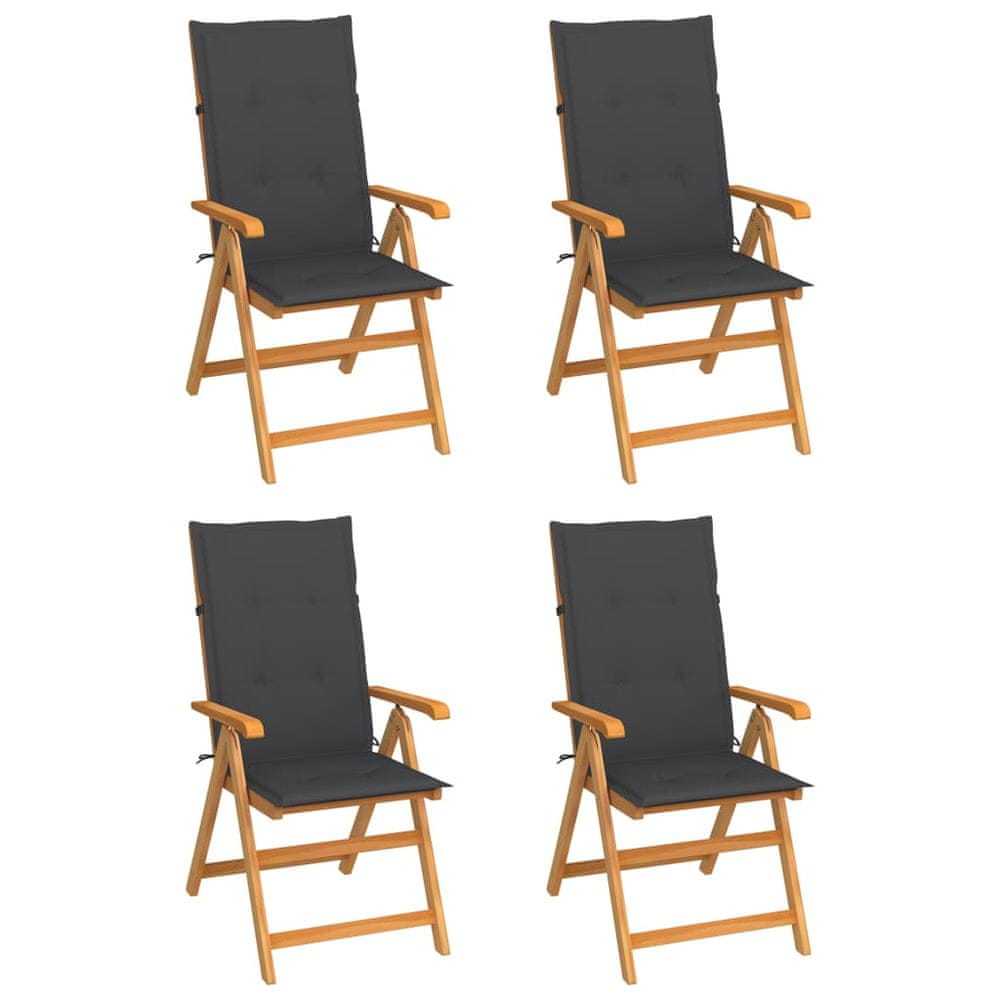 Petromila vidaXL Záhradné stoličky 4 ks s antracitovými podložkami tíkový masív